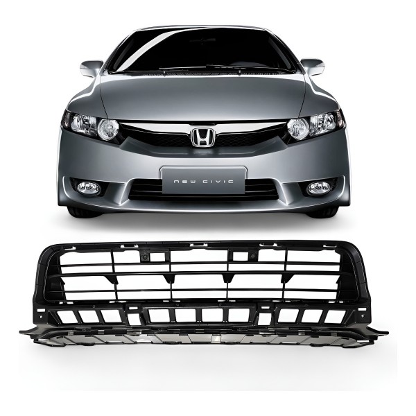 Grade Inferior Parachoque Dianteiro New Civic 2009 2010 2011 Preto Fosco