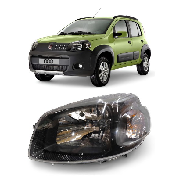 Farol Esquerdo Fiat Uno Vivace 2011 A 2014 Máscara Negra - Esquerdo/motorista