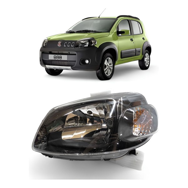 Farol Esquerdo Fiat Uno Vivace 2011 A 2014 Máscara Negra - Esquerdo/motorista