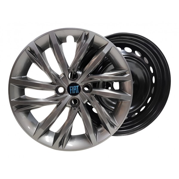 Roda Calota Aro 16 Fiat Argo Cronos Pulse 16x60 6jx16h2, Preto