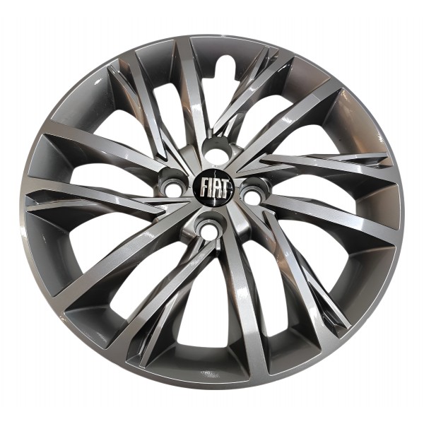Calota Aro 16 Fiat Pulse Argo Cronos Grafite 4 Furos Cinza-escuro