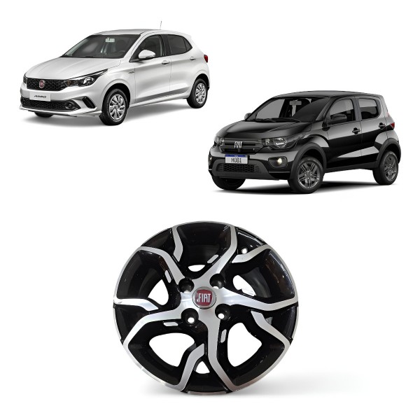Roda Aro 15 Fiat Mobi Argo 4 Furos 2022 2023 2024 Cinza