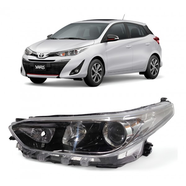 Farol Esquerdo Toyota Yaris 2018 A 2024 Máscara Negra Preto Esquerdo/motorista