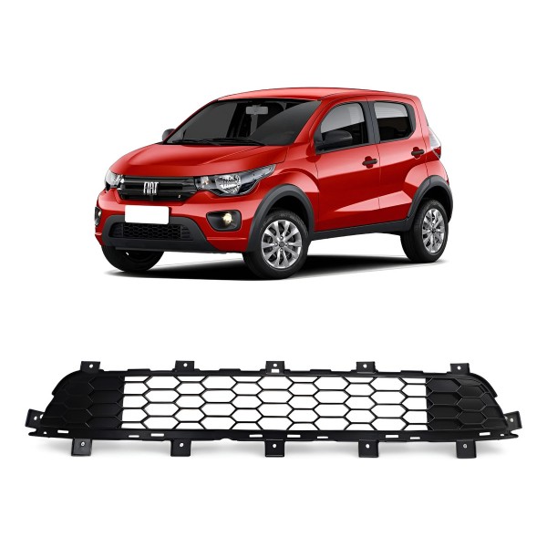 Grade Inferior Parachoque Dianteiro Fiat Mobi 2017 A 2022 Preto Fosco