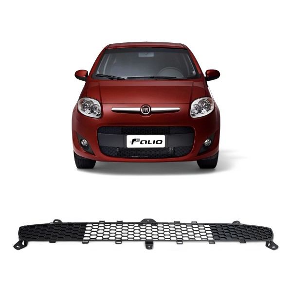 Grade Superior Parachoque Dianteiro Fiat Palio 2012 A 2020 Cinza Fosco