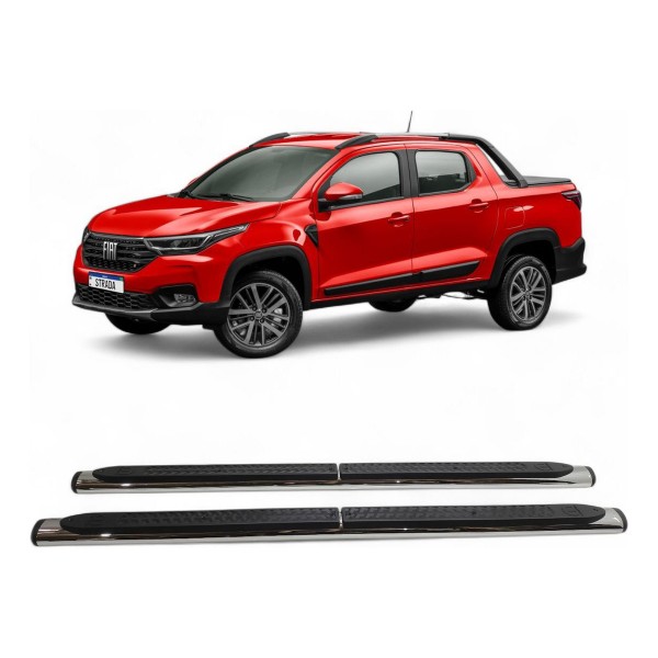 Estribo Tubular Fiat Strada 2021 2022 2023 2024 Cromado Cromado