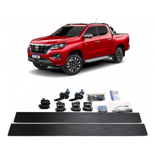 Kit Estribo Retrátil Fiat Titano 2024 2025 2026 Completo Preto
