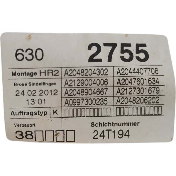 Máquina Vidro Traseira Direita Mercedes C180 2009 A 2014