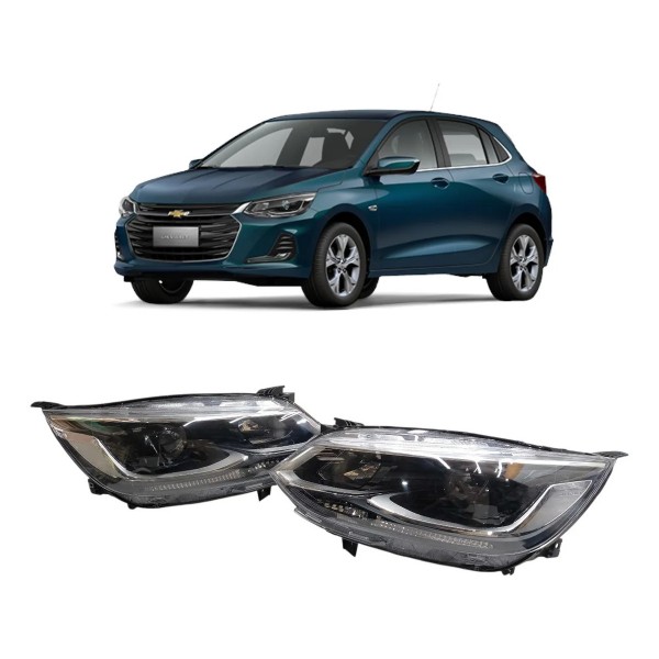 Par Farol Onix Com Projetor 2020 A 2025 Friso Cromado Ambos Lados