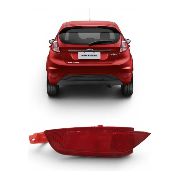 Refletor Parachoque Traseira Esquerda New Fiesta 2013 A 2015 Vermelho