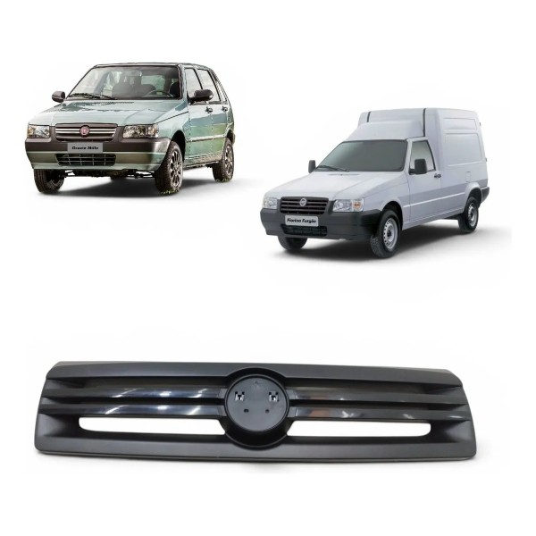Grade Parachoque Dianteira Fiat Fiorino Uno 2006 2007 A 2013 Preto Brilhante
