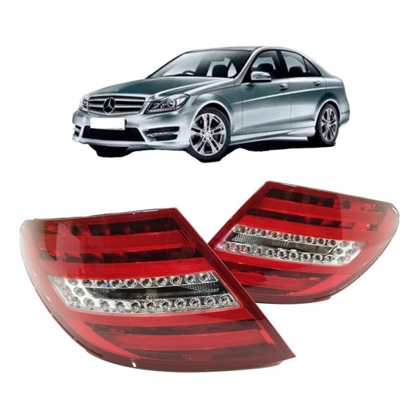 Par Lanterna Mercedes C180 C200 C280 2011 2012 2013 W204 Led Esquerdo Vermelho