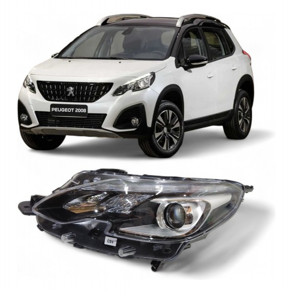 Farol Led Peugeot 2008 Mascara Negra 2020 2021 2022 - Esquerdo