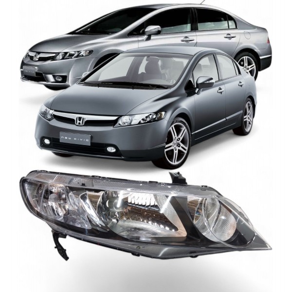 Farol Direito Honda Civic 2007 2008 A 2011 Máscara Negra Direito/passageiro