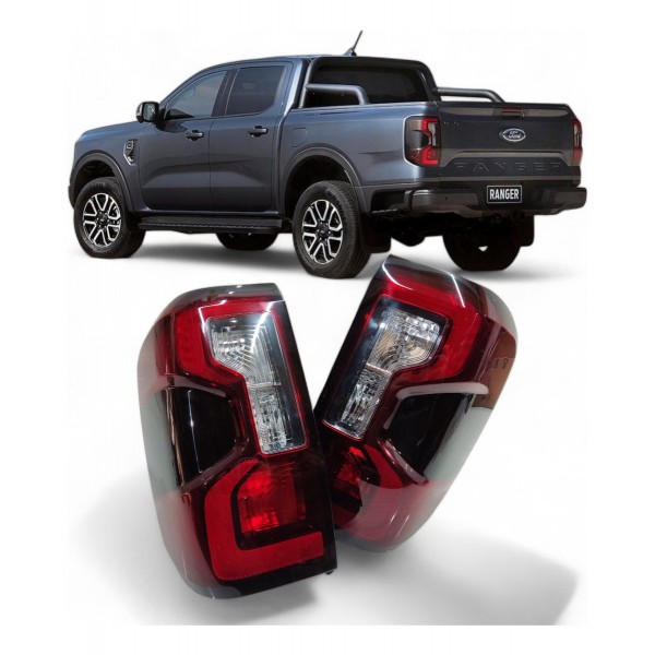 Par Lanterna Traseira Ford Ranger 2023 2024 Com Led Original Direito Fumê