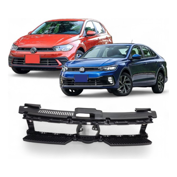Grade Dianteira Radiador Vw Polo Virtus 2019 2018 A 2024 Preto Fosco