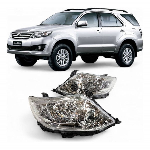 Par Farol Dianteiro Hilux Sw4 2012 2013 2014 2015 Cromado Direito/passageiro