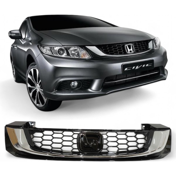 Grade Parachoque Honda Civic G9 2014 2015 2016 Cromado Cromado Brilhante
