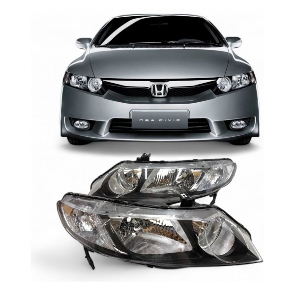 Par Farol Dianteiro Honda New Civic 2007 2008 2009 2010 2011 Ambos Lados