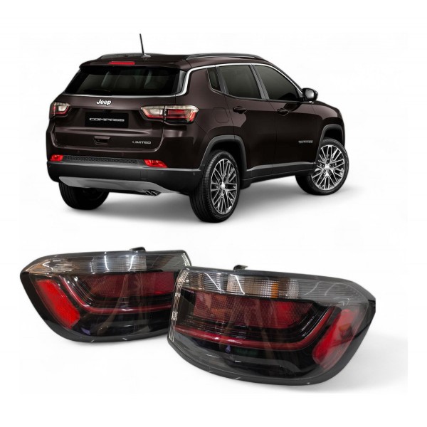 Par Lanterna Jeep Compass T350 T270 2022 2023 2024 Led Ambos Lados Vermelho