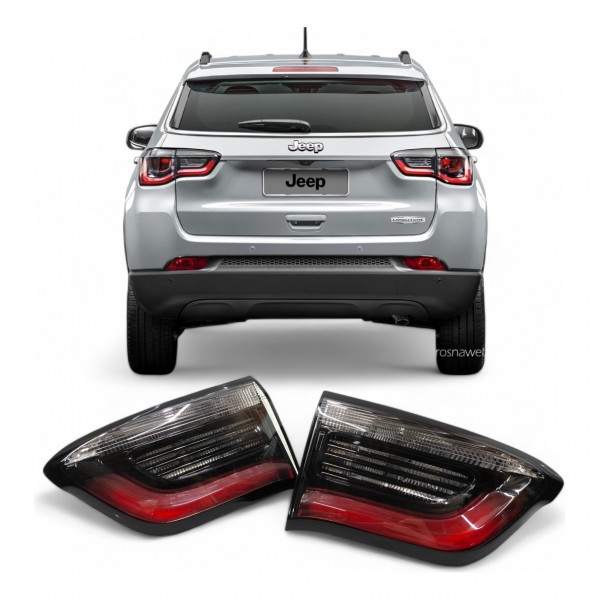 Par Lanterna Tampa Traseira Jeep Compass 2017 A 2021 Led Ambos Lados Vermelho