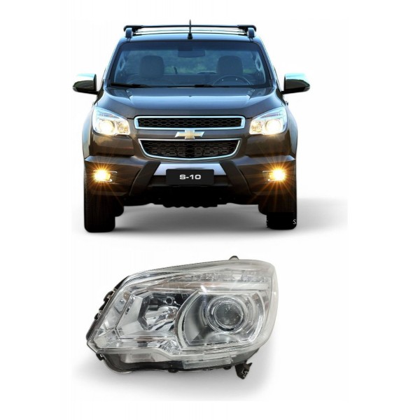 Farol Esquerdo Chevrolet S10 2012 2013 2014 Detalhe Esquerdo/motorista