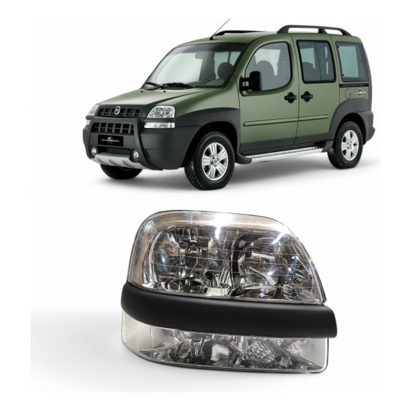 Farol Direito Fiat Doblo 2002 2003 2004 2005 A 2009 Cromado Direito/passageiro