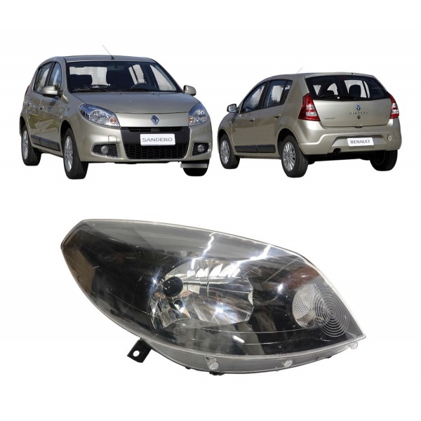 Farol Direito Sandero 2012 A 2014 Com Detalhe Máscara Negra Direito/passageiro