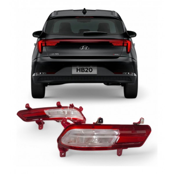 Par Lanterna Pisca Parachoque Traseiro Hb20 2023 2024 Ambos Lados Vermelho